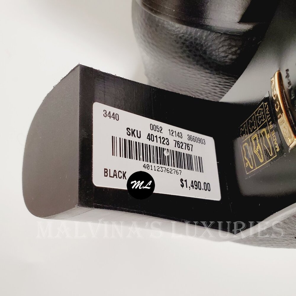 GUCCI BOOTS BLACK LEATHER TALL INTERLOCKING G LOGO sz IT 40.5 US 10.5 - Picture 14 of 16